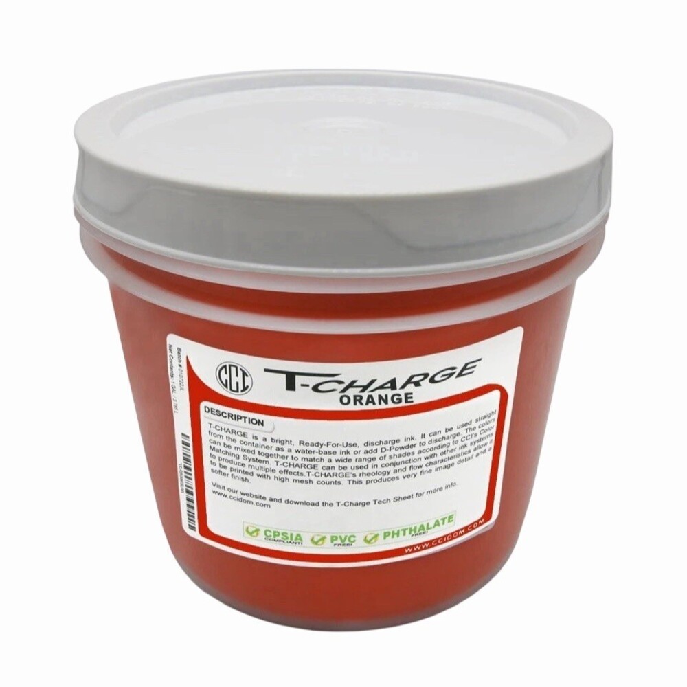 “NEW” CCI T-Charge Orange Discharge Screen Printing Ink Ready For Use (1 Gallon)